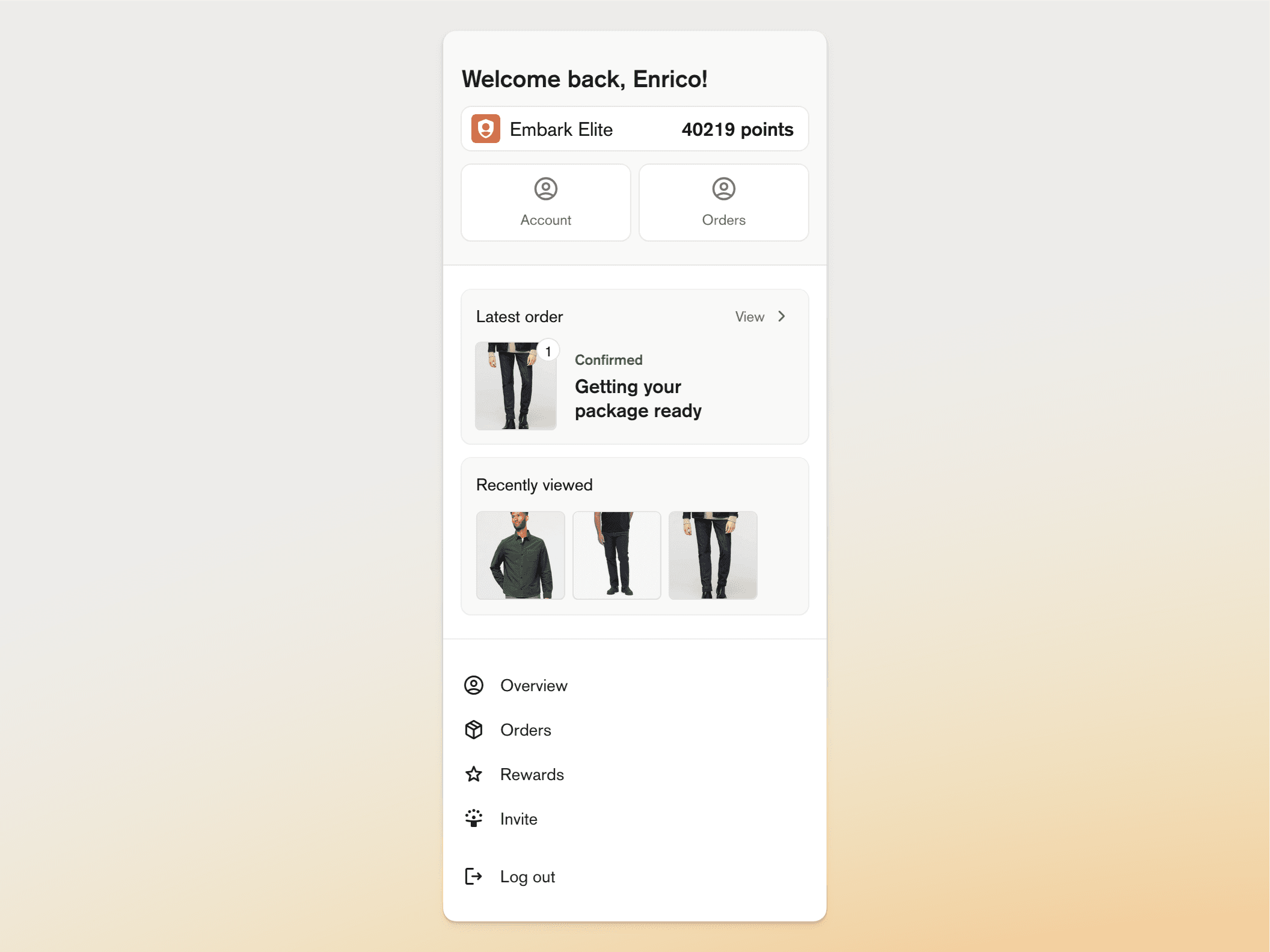 Dynamic Account Menu