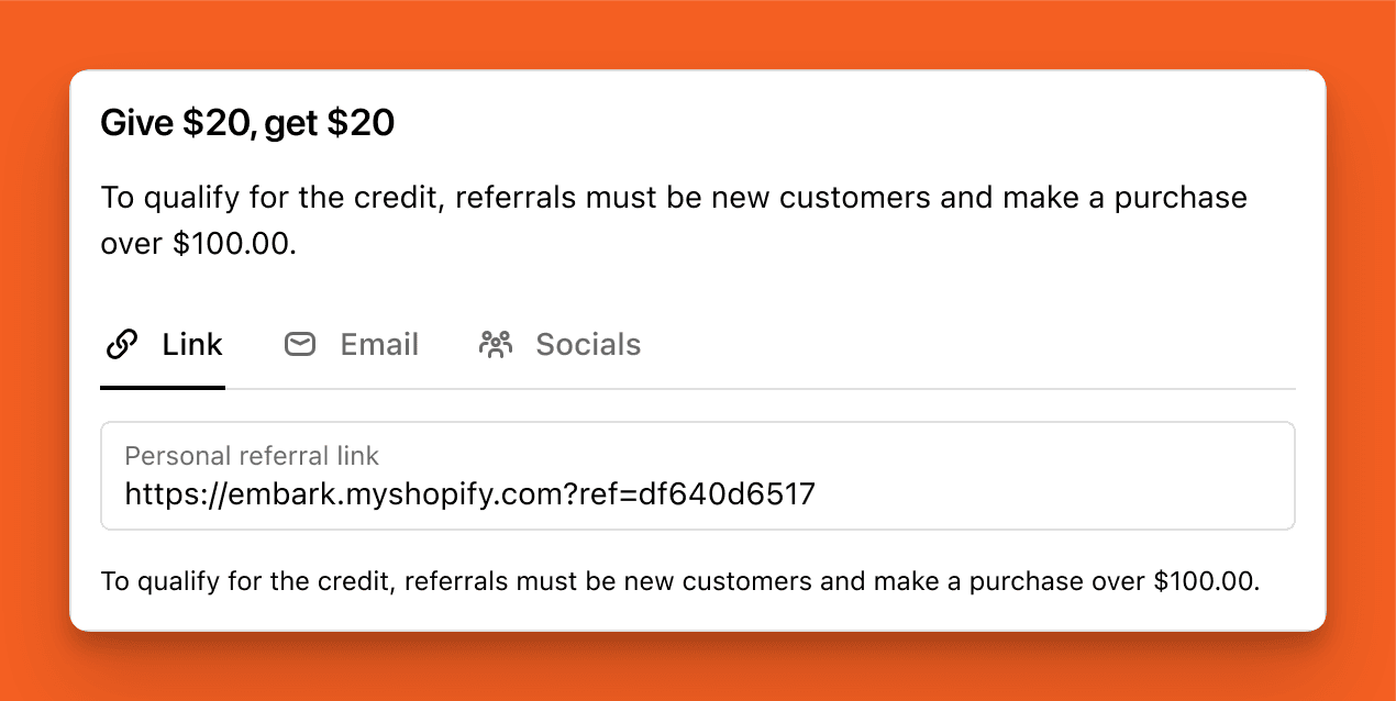 Referral checkout extension card
