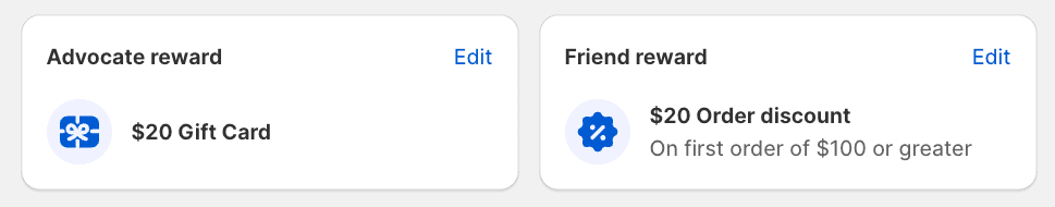 Image showing Advocate and Friend reward options in the Lantern app